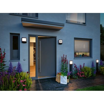 Paulmann 94514 - LED/8,5W IP44 Hišna številka z možnostjo zatemnitve, s senzorjem gibanja in mraka PADEA 230V antracit
