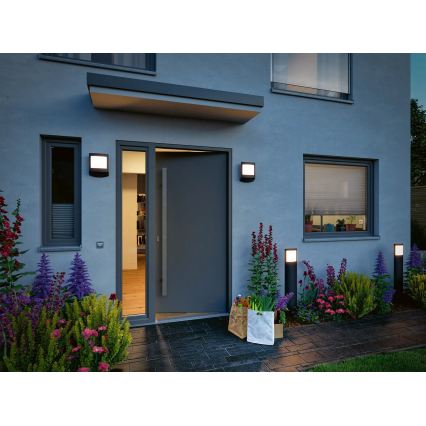 Paulmann 94514 - LED/8,5W IP44 Zatemnljiva zunanja svetilka s senzorjem gibanja in senzorjem sumraka PADEA 230V antracit