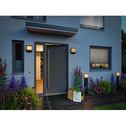 Paulmann 94515 - LED/8,5W IP44 Zatemnjiva hišna številka s senzorjem gibanja in mraka PADEA 230V antracit