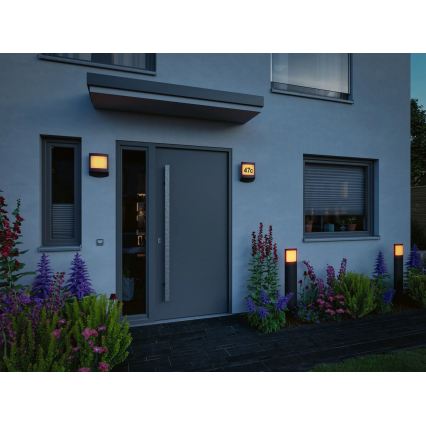 Paulmann 94515 - LED/8,5W IP44 Zatemnjiva hišna številka s senzorjem gibanja in mraka PADEA 230V antracit