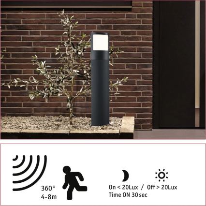 Paulmann 94515 - LED/8,5W IP44 Zatemnjiva hišna številka s senzorjem gibanja in mraka PADEA 230V antracit