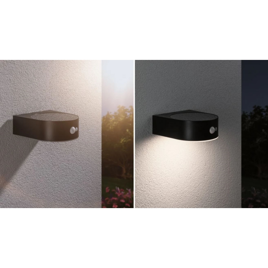 Paulmann 94570 - LED/5,5W IP44 Solarna stenska svetilka s senzorjem EILEEN 3,7V 2000 mAh