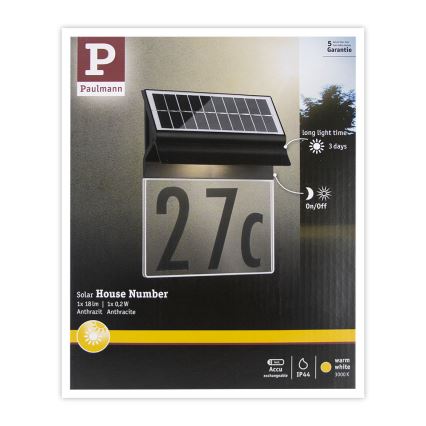 Paulmann 94694 - LED/0,2W IP44 Solarna hišna številka NEDA 3,7V