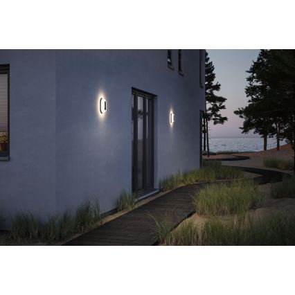 Paulmann 94958 - LED/18,5W IP65 Zatemnljivo zunanje stensko svetilo s senzorjem gibanja in mraka ELUNOR 230V 2200/3000/4000K antracit