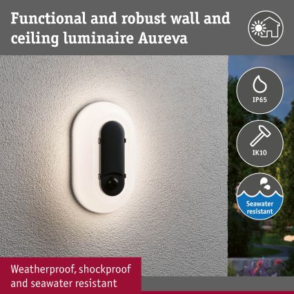 Paulmann 94958 - LED/18,5W IP65 Zatemnljivo zunanje stensko svetilo s senzorjem gibanja in mraka ELUNOR 230V 2200/3000/4000K antracit