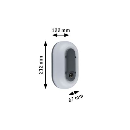 Paulmann 94958 - LED/18,5W IP65 Zatemnljivo zunanje stensko svetilo s senzorjem gibanja in mraka ELUNOR 230V 2200/3000/4000K antracit