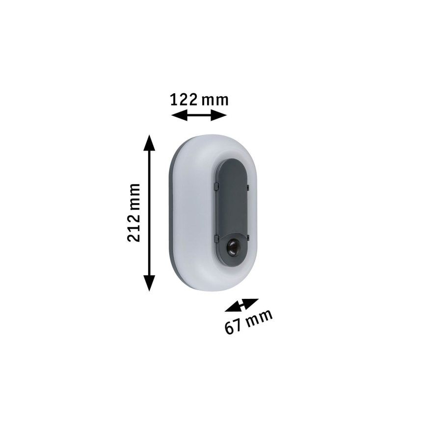 Paulmann 94958 - LED/18,5W IP65 Zatemnljivo zunanje stensko svetilo s senzorjem gibanja in mraka ELUNOR 230V 2200/3000/4000K antracit