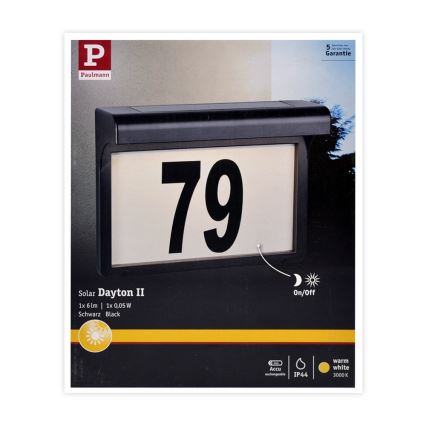Paulmann 95388 - LED/0,05W IP44 Solarna hišna številka s senzorjem DAYTON 4,8V