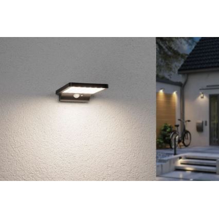 Paulmann 95393 - LED/4W IP44 Zatemnitvena solarna stenska svetilka s senzorjem SOLVEIG 3,7V 2000 mAh