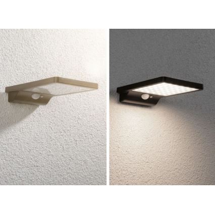 Paulmann 95393 - LED/4W IP44 Zatemnitvena solarna stenska svetilka s senzorjem SOLVEIG 3,7V 2000 mAh
