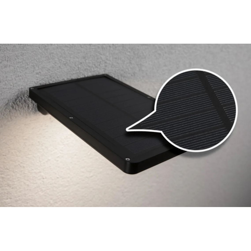Paulmann 95393 - LED/4W IP44 Zatemnitvena solarna stenska svetilka s senzorjem SOLVEIG 3,7V 2000 mAh