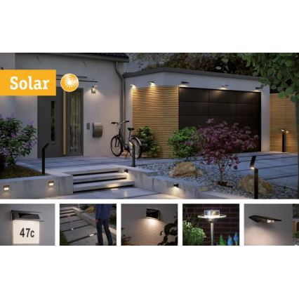 Paulmann 95393 - LED/4W IP44 Zatemnitvena solarna stenska svetilka s senzorjem SOLVEIG 3,7V 2000 mAh