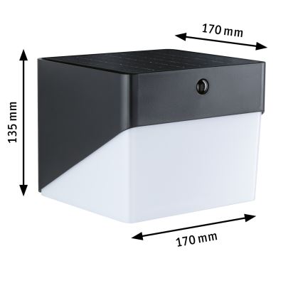 Paulmann 95746 - LED/2,3W IP44 sončno stensko svetilo s senzorjem EILEEN 3,7/230V 4000 mAh črna