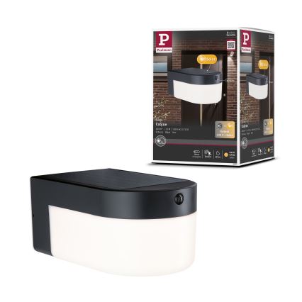 Paulmann 95747 - LED/2,3W IP44 Sončna stenska svetilka s senzorjem CALYNE 3,7/230V 4000 mAh črna