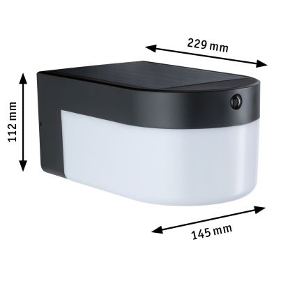 Paulmann 95747 - LED/2,3W IP44 Sončna stenska svetilka s senzorjem CALYNE 3,7/230V 4000 mAh črna