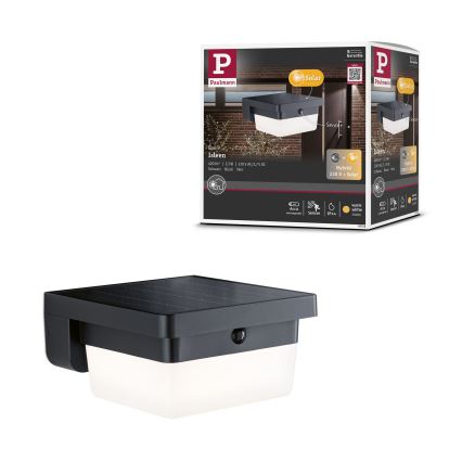 Paulmann 95748 - LED/2,3W IP44 Solarna stenska svetilka s senzorjem ISLEEN 3,7/230V 4000 mAh črna
