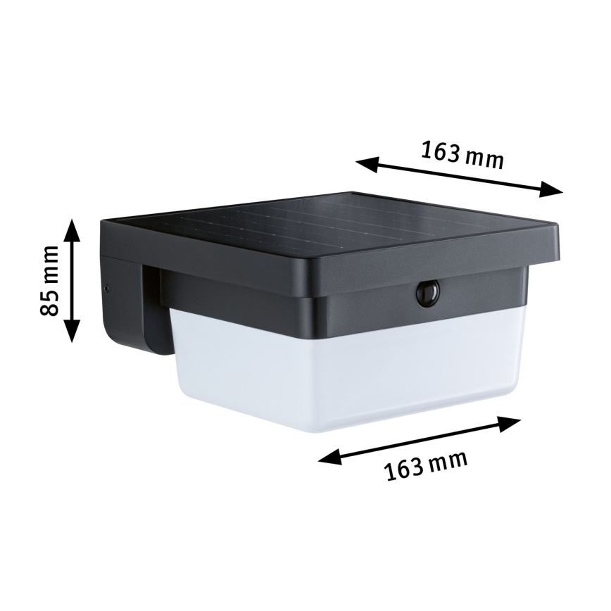 Paulmann 95748 - LED/2,3W IP44 Solarna stenska svetilka s senzorjem ISLEEN 3,7/230V 4000 mAh črna