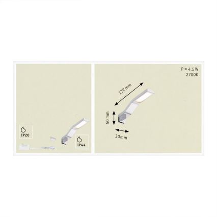 Paulmann 99100 - LED/3,2W IP44 Kopalniška luč za osvetlitev ogledala GALERIA 230V