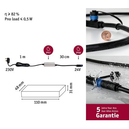 Paulmann - Napajalnik PLUG & SHINE 30W/24V IP67