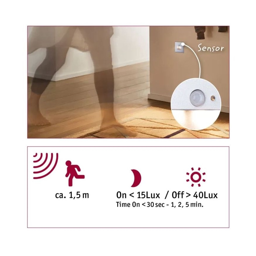 Paulmann  93134 - LED/1,2W Stopniščna svetilka s senzorjem EDGE 230V mat krom