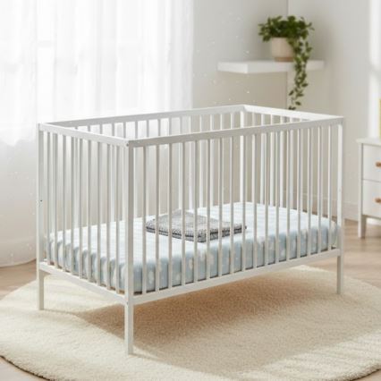 PETITE&MARS - Otroška posteljica + varovalna ograja NELA BEECH 120x60 cm bela/bukev