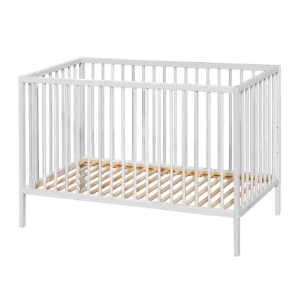 PETITE&MARS - Otroška posteljica + varovalna ograja NELA BEECH 120x60 cm bela/bukev