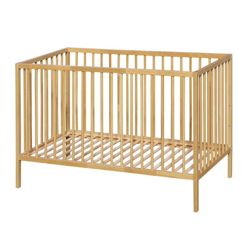 PETITE&MARS - Otroška posteljica z zaščitno ograjo NELA BEECH 120x60 cm, bukev