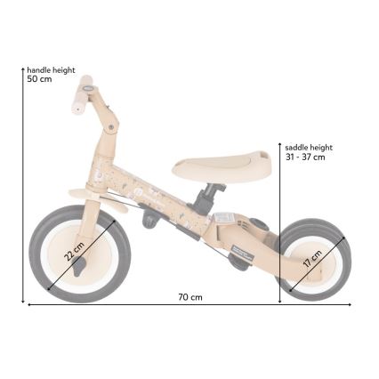 PETITE&MARS - Otroški tricikel 5 v 1 TURBO LIMITED Pink Meadow