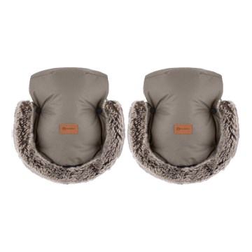 PETITE&MARS - Rokavičke za voziček FURRY Mocha Mousse
