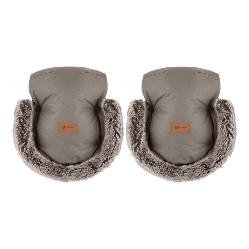 PETITE&MARS - Rokavičke za voziček FURRY Mocha Mousse