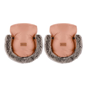 PETITE&MARS - Rokavičke za voziček FURRY Pastel Peach