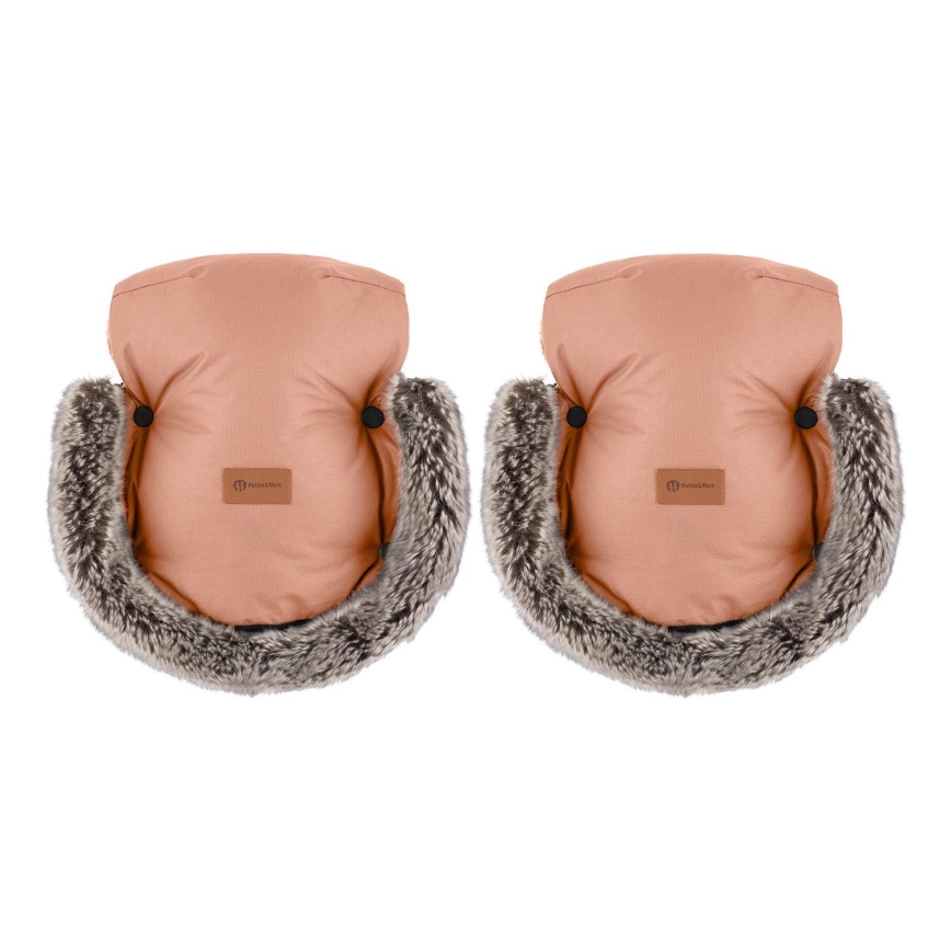 PETITE&MARS - Rokavičke za voziček FURRY Pastel Peach