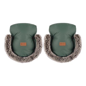 PETITE&MARS - Rokavičke za voziček FURRY Veritable Khaki
