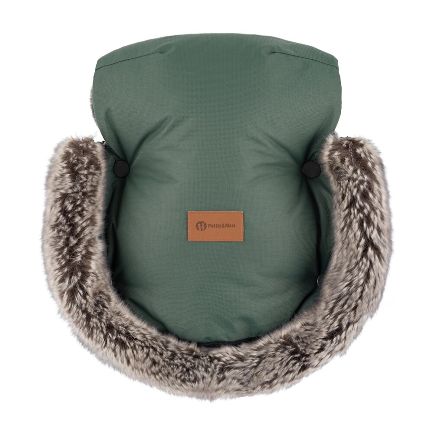 PETITE&MARS - Rokavičke za voziček FURRY Veritable Khaki