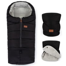 PETITE&MARS - SET Otroška spalna vreča 3v1 JIBOT + zimske rokavičke za voziček JASIE črna
