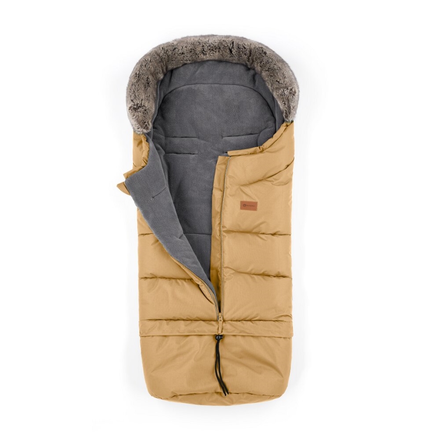 PETITE&MARS - SET Otroška spalna vreča 4v1 ARCTIC + rokavičke za voziček FURRY Elegant Caramel