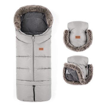 PETITE&MARS-SET Otroška spalna vreča 4v1 ARCTIC + rokavičke za voziček FURRY Champagne Shower
