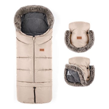 PETITE&MARS - SET Otroška spalna vreča 4v1 ARCTIC + rokavičke za voziček FURRY Vrtnica Petal