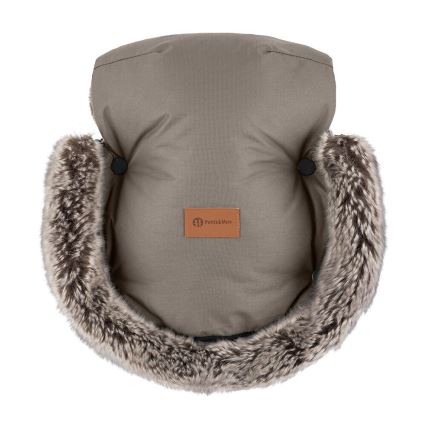 PETITE&MARS - SET Otroška spalna vreča 4v1 ARCTIC + rokavičke za voziček FURRY Mocha Mousse