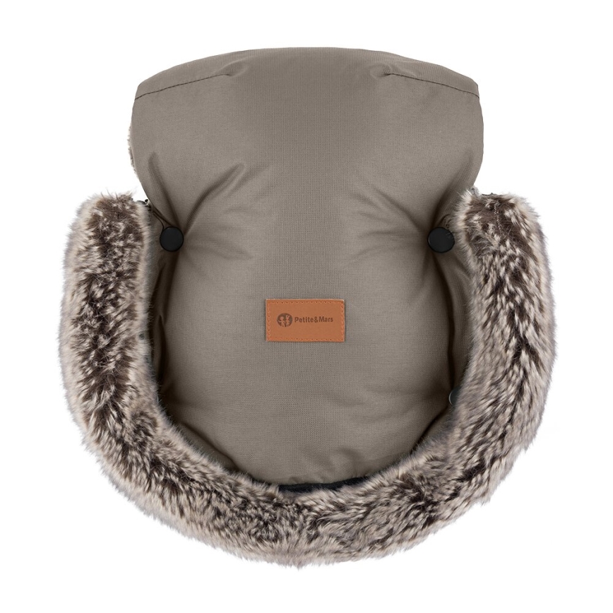 PETITE&MARS - SET Otroška spalna vreča 4v1 ARCTIC + rokavičke za voziček FURRY Mocha Mousse