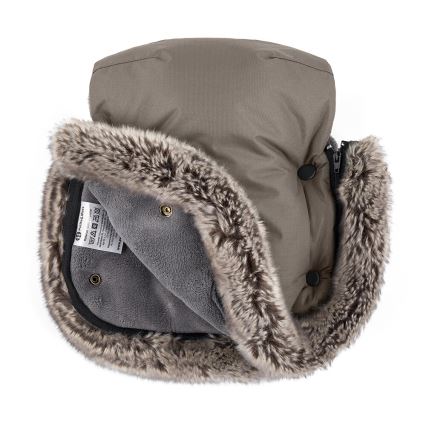 PETITE&MARS - SET Otroška spalna vreča 4v1 ARCTIC + rokavičke za voziček FURRY Mocha Mousse