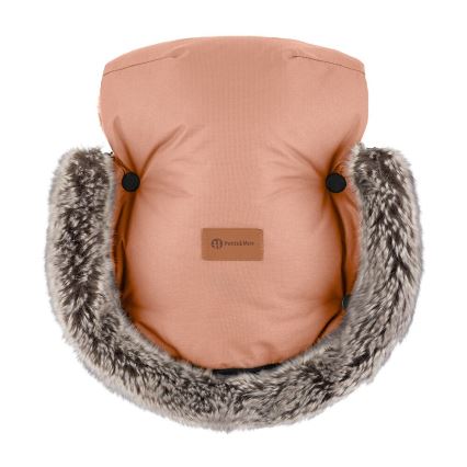 PETITE&MARS - SET Otroška spalna vreča 4v1 ARCTIC + rokavičke za voziček FURRY Pastel Peach