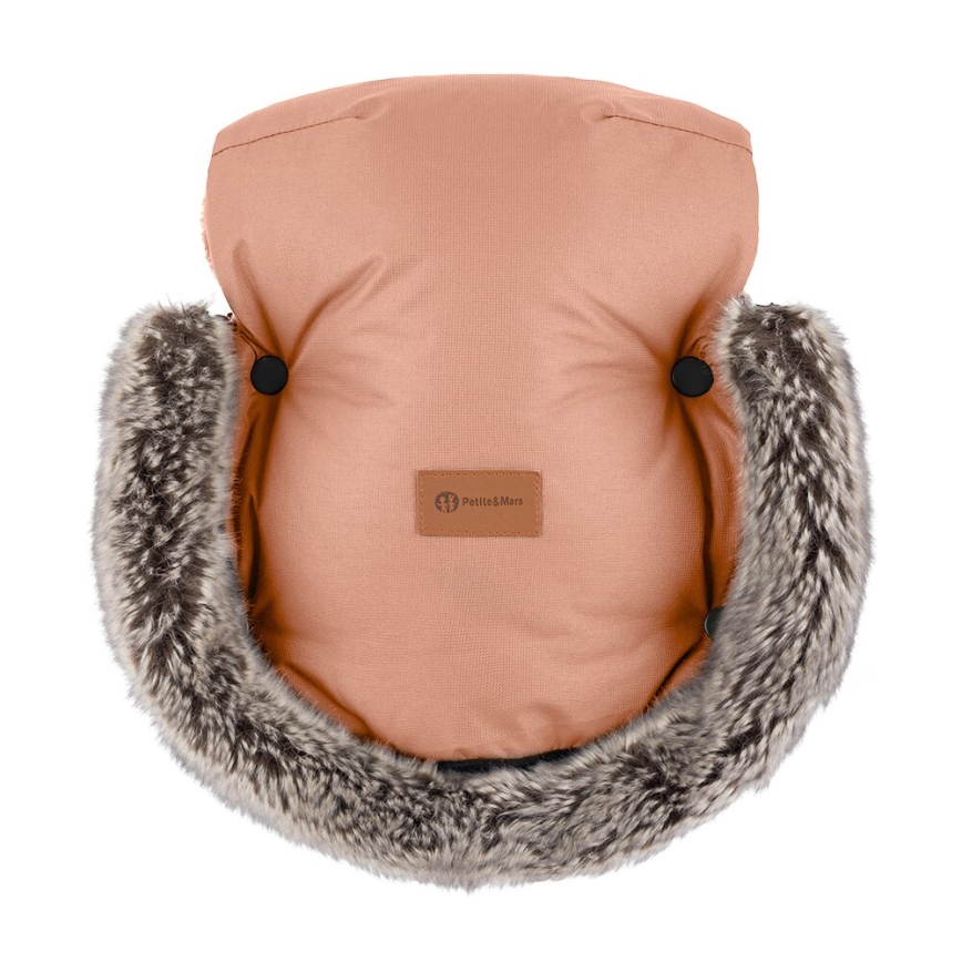 PETITE&MARS - SET Otroška spalna vreča 4v1 ARCTIC + rokavičke za voziček FURRY Pastel Peach