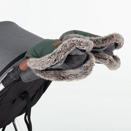 PETITE&MARS - SET Otroška spalna vreča 4v1 ARCTIC + rokavičke za voziček FURRY Veritable Khaki