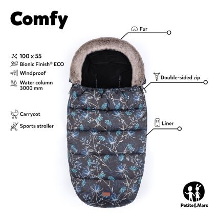PETITE&MARS - SET Otroška spalna vreča 4v1 COMFY + rokavičke za voziček FURRY Elegant Caramel