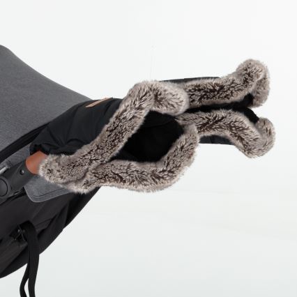 PETITE&MARS - SET Otroška spalna vreča 4v1 COMFY + rokavičke za voziček FURRY Forever Black