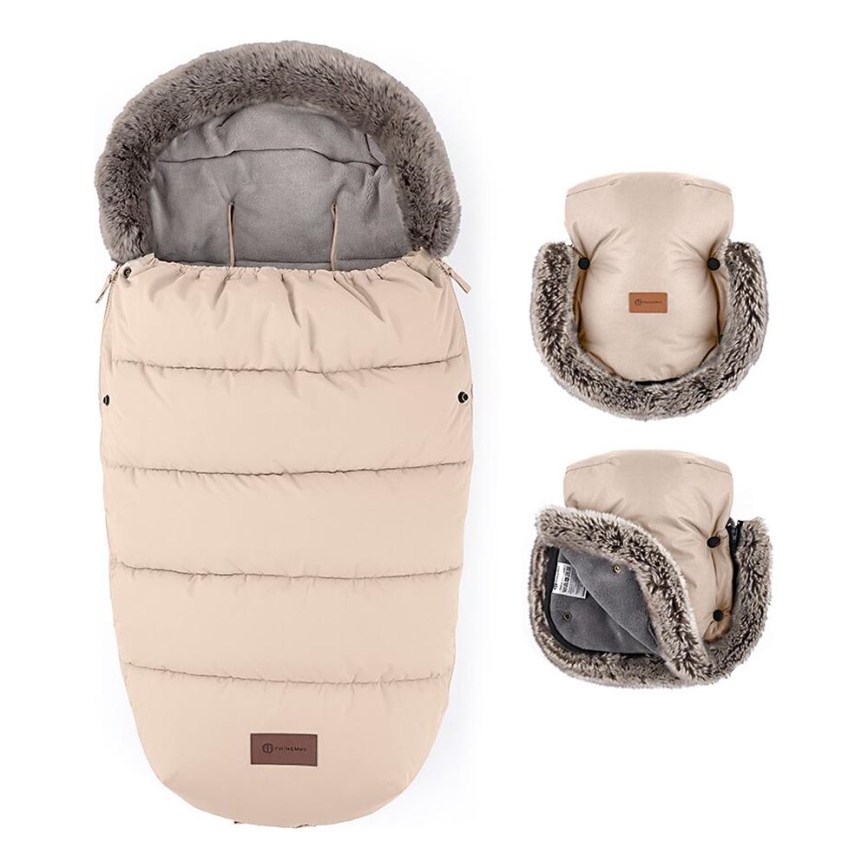 PETITE&MARS - SET Otroška spalna vreča 4v1 COMFY + rokavičke za voziček FURRY Vrtnica Petal