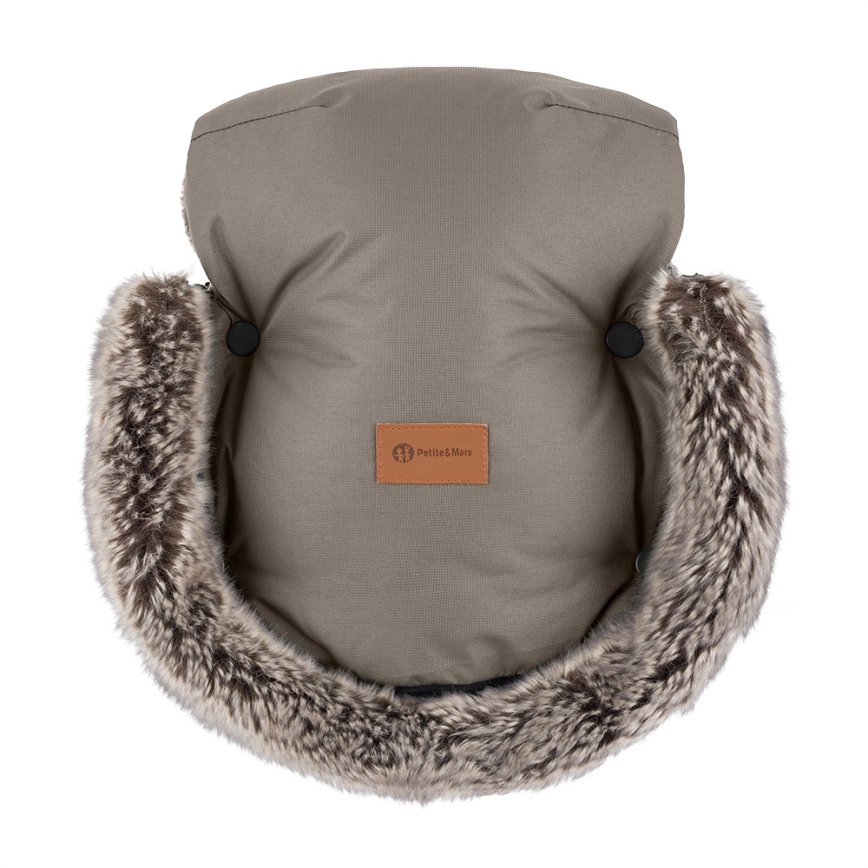 PETITE&MARS - SET Otroška spalna vreča 4 v 1 COMFY + mufke za voziček FURRY Mocha Mousse