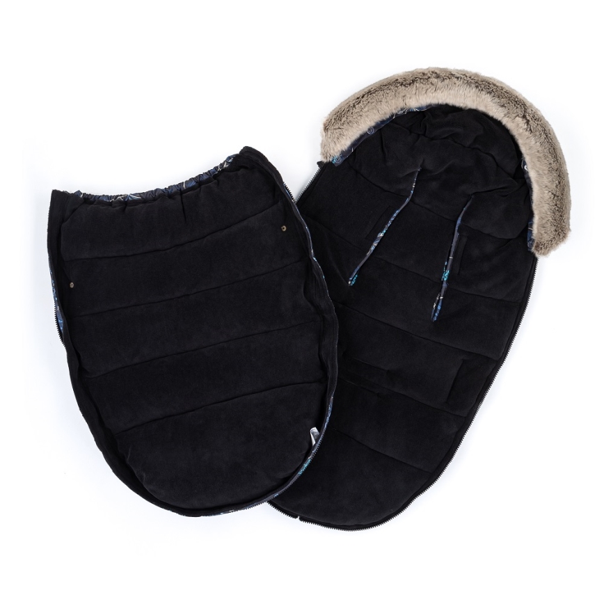 PETITE&MARS - SET Otroška spalna vreča 4v1 COMFY Stylish Beauty + rokavičke za voziček FURRY Forever Black