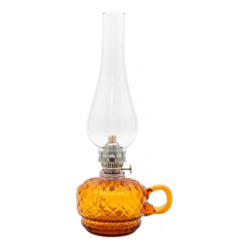 Petrolejska svetilka MONIKA, 34 cm, jantarna v karo vzorcu